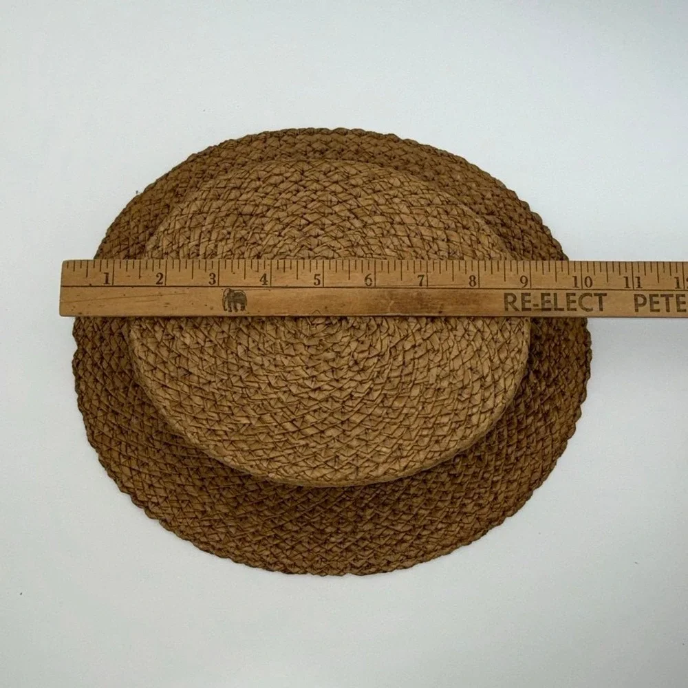 Vintage Boulevard New York Straw Boater‎ Hat Men Brown Black Ribbon Skimmer Hat